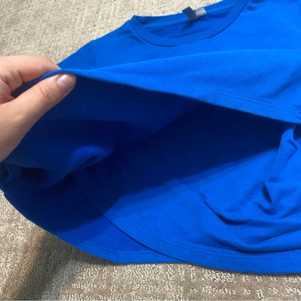 {ASOS} Blue Cropped Twist Crew Neck Long Sleeve Sweatshirt Style Top ~ Size 2 - Picture 7 of 15